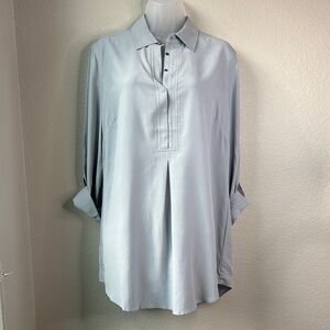 Tyler Boe Blue Silk Tunic‎ Dress M  NWT Relaxed Collared Shirt Dress Lightweight